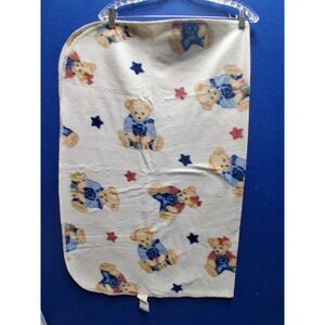 Springmaid Baby Blanket White Teddy Bear Stars Fleece Vintage 31x20